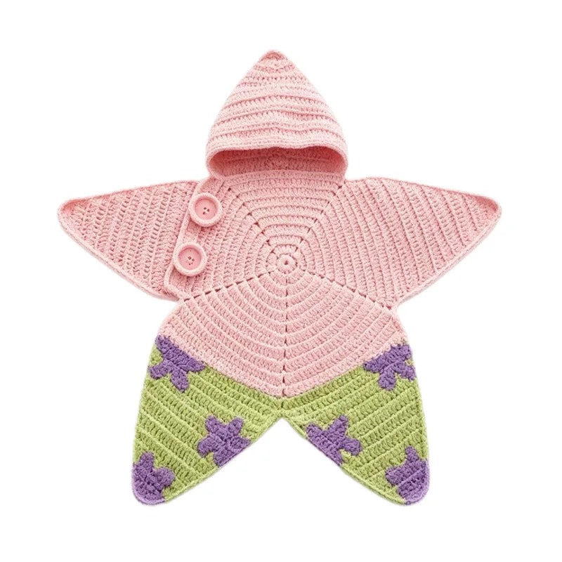 Star Baby Cute Cartoon Rompers Hand Crocheted Yarn Knitted Starfish Jumpsuit Baby Clothes 2026 Spring Autumn New
