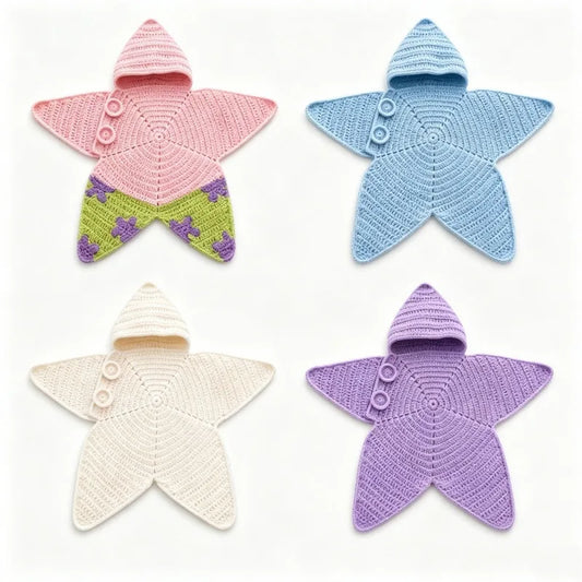 Star Baby Cute Cartoon Rompers Hand Crocheted Yarn Knitted Starfish Jumpsuit Baby Clothes 2026 Spring Autumn New