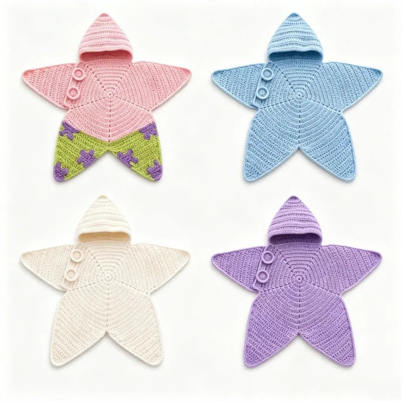 Star Baby Cute Cartoon Rompers Hand Crocheted Yarn Knitted Starfish Jumpsuit Baby Clothes 2026 Spring Autumn New
