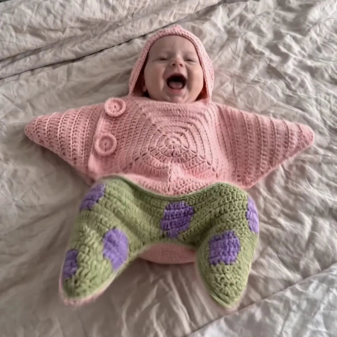 Star Baby Cute Cartoon Rompers Hand Crocheted Yarn Knitted Starfish Jumpsuit Baby Clothes 2026 Spring Autumn New